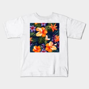 Tropical Flowers Pattern 13 Kids T-Shirt